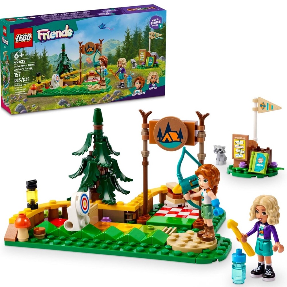 LEGO 42622 Friends Adventure Camp Archery Range Set with 2 Mini Dolls & Raccoon